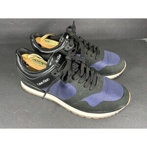 Calvin Klein Men's Picio Lace-Up Casual Sneakers in black and blue, size 9